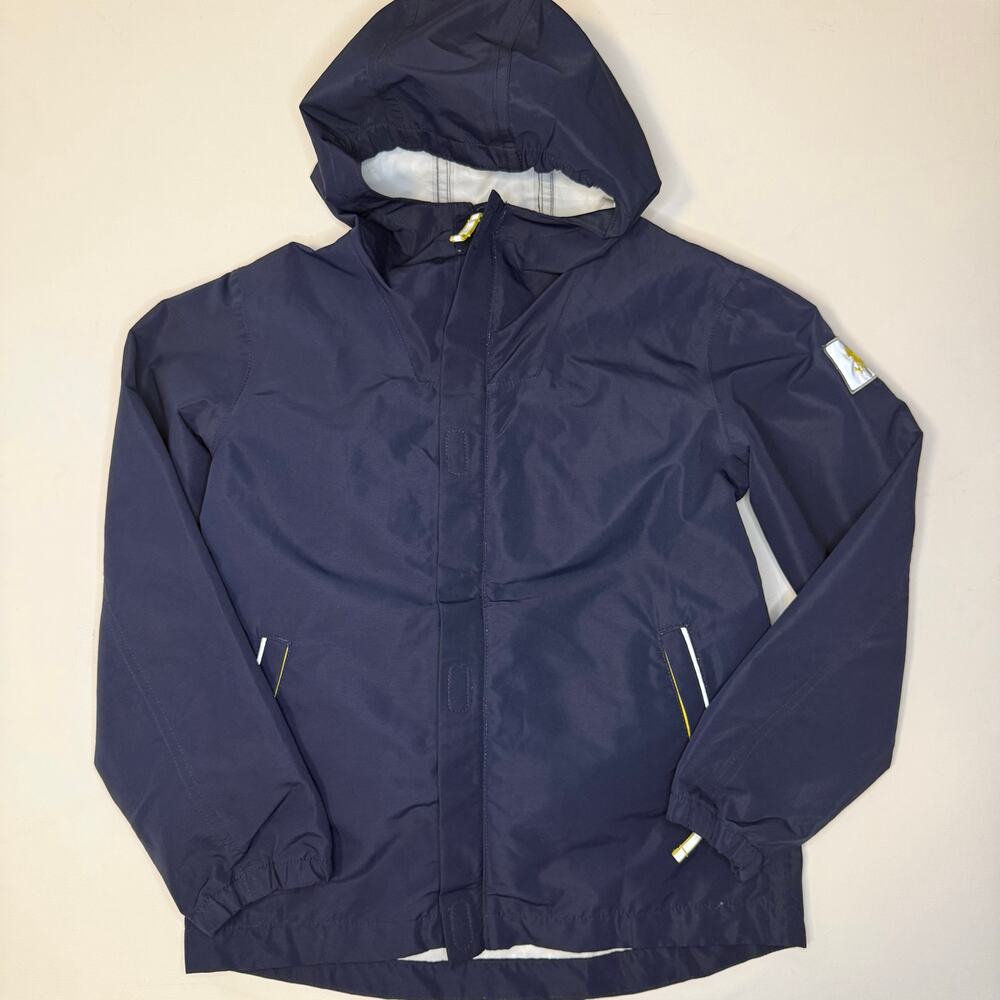 Mini Boden Navy Rain Jacket Frog Backpack Kids 9-10Y